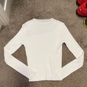 Commense Knit Ribbed Crew Neck Asymmetric Top